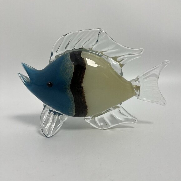 Art Blown Glass Fish Sculpture Statue Large Multi Color Heavy Unmarked - Picture 9 of 10